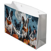 Grand Sac Cadeau boston terrier Halloween Éffrayant (Dos Angle)