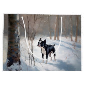 Grand Sac Cadeau Boston Terrier Laisser neiger Noël (Dos)