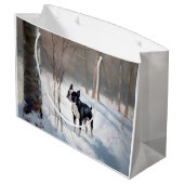 Grand Sac Cadeau Boston Terrier Laisser neiger Noël (Dos Angle)