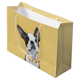 Grand Sac Cadeau Boston Terrier Painting - Cute Original Dog Art