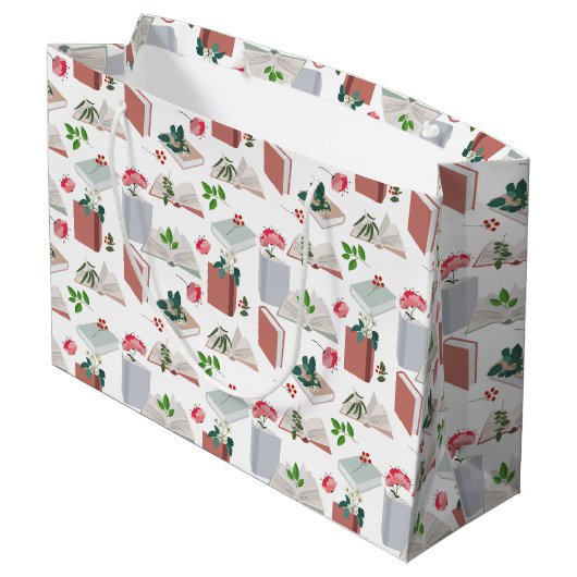 Grand Sac Cadeau Botanique Livres & Bibliothèque Motif de lecture (Dos Angle)