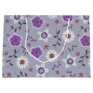 Grand Sac Cadeau Botanique violet Fleur sauvage moderne