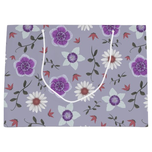 Grand Sac Cadeau Botanique violet Fleur sauvage moderne (Devant)