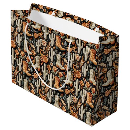 Grand Sac Cadeau Bottes Et Cactus  (Dos Angle)