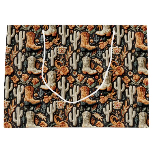 Grand Sac Cadeau Bottes Et Cactus (Devant)