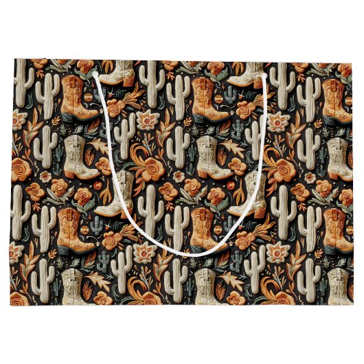 Grand Sac Cadeau Bottes Et Cactus (Dos)