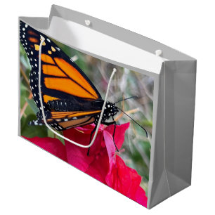 Grand Sac Cadeau Bougainvilliers avec papillon monarque