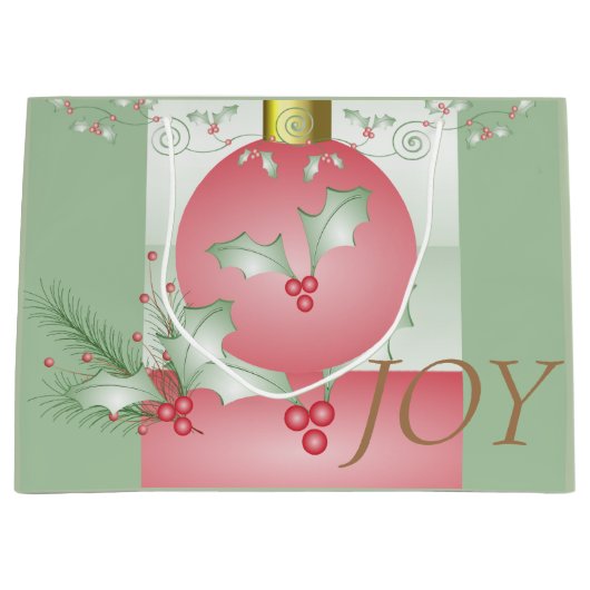 Grand Sac Cadeau Bouges de rose verte Holly (Devant)