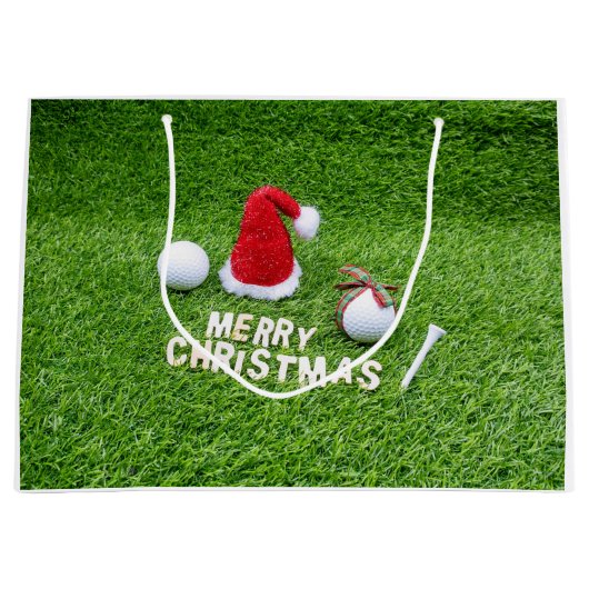 Grand Sac Cadeau Boule de golf avec mot Joyeux Noël    (Devant)