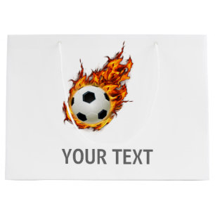 Grand Sac Cadeau Boule de soccer personnalisée en feu