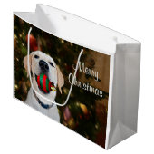 Grand Sac Cadeau Boule jaune de Noël de laboratoire (Devant Angle)