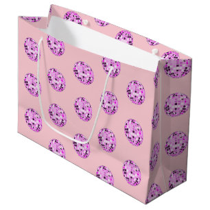 Grand Sac Cadeau Boule moderne rose violet Disco Motif Pastel rose