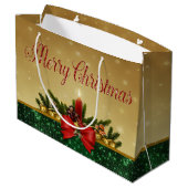 Grand Sac Cadeau Boules de Noël, Bougie, Joyeux Noël (Dos Angle)