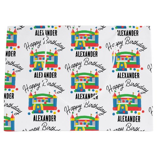 Grand Sac Cadeau Bounce House Jumping Castle Ball Nom des enfants (Devant)