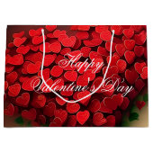 Grand Sac Cadeau Bouquet de coeurs rouges valentin (Devant)