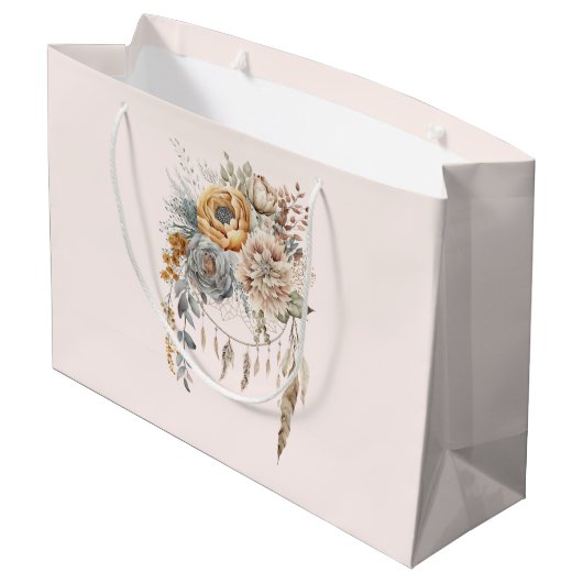 Grand Sac Cadeau Bouquet de fleurs Boho et Dreamcatcher (Dos Angle)