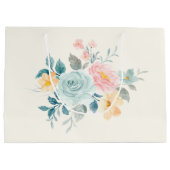 Grand Sac Cadeau Bouquet de fleurs rose et bleu élégant (Dos)