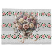 Grand Sac Cadeau Bouquet de mariage aux roses roses  (Dos)