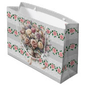 Grand Sac Cadeau Bouquet de mariage aux roses roses  (Dos Angle)