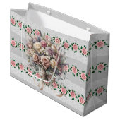 Grand Sac Cadeau Bouquet de mariée aux roses roses  (Devant Angle)