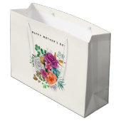 Grand Sac Cadeau Bouquet de roses roses roses, orange et blanches F (Dos Angle)