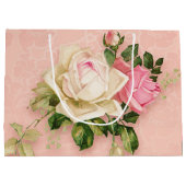 Grand Sac Cadeau Bouquet rose et rose blanche (Dos)