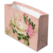 Grand Sac Cadeau Bouquet rose et rose blanche (Dos Angle)
