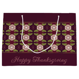 Grand Sac Cadeau Bourgogne Avec Motif Floral