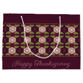 Grand Sac Cadeau Bourgogne Avec Motif Floral (Dos)