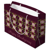 Grand Sac Cadeau Bourgogne Avec Motif Floral (Dos Angle)