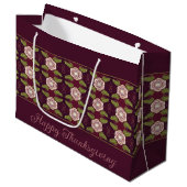Grand Sac Cadeau Bourgogne Avec Motif Floral (Devant Angle)