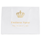 Grand Sac Cadeau Boutique de commerce or royal couronne papier (Devant)