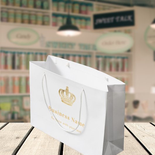Grand Sac Cadeau Boutique de commerce or royal couronne papier