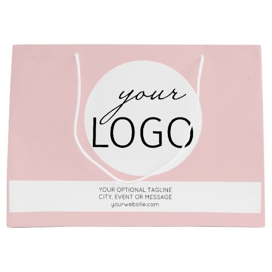 Grand Sac Cadeau Boutique rose Girls Business Logo Promo Personnali (Devant)