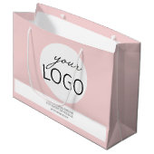 Grand Sac Cadeau Boutique rose Girls Business Logo Promo Personnali (Devant Angle)
