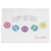 Grand Sac Cadeau Bouton de couture personnalisable d'anniversaire (Devant)