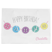 Grand Sac Cadeau Bouton de couture personnalisable d'anniversaire (Dos)