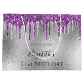 Grand Sac Cadeau Boutons de parties scintillant violet argent d'ann (Dos)
