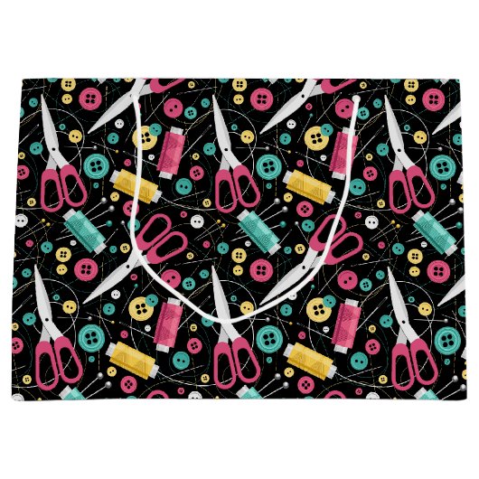 Grand Sac Cadeau Boutons Et Bobines (Devant)