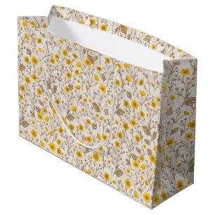Grand Sac Cadeau Boutons jaunes et bruns