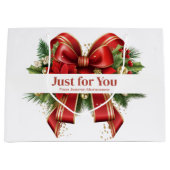 Grand Sac Cadeau Bow de Noël Festif Rouge et Or (Devant)