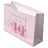Grand Sac Cadeau Bow en verre rose avec un centre Gemstone Annivers (Devant Angle)