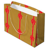 Grand Sac Cadeau Bow or et rouge (Dos Angle)