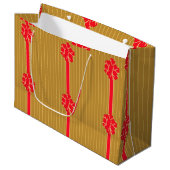 Grand Sac Cadeau Bow or et rouge (Devant Angle)