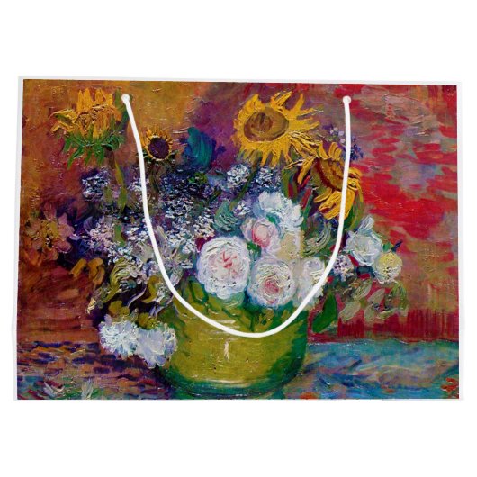 Grand Sac Cadeau Bowl avec fleurs, Van Gogh (Dos)