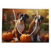 Grand Sac Cadeau Boxer Chiot Automne Citrouille de plaisir (Dos)