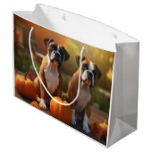 Grand Sac Cadeau Boxer Chiot Automne Citrouille de plaisir (Dos Angle)