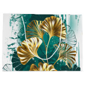 Grand Sac Cadeau Branche avec Feuilles d'or Ginko Biloba (Dos)