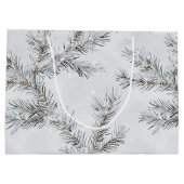 Grand Sac Cadeau Branches d'arbre de Noël gris neige (Dos)