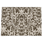 Grand Sac Cadeau Branches de chêne et feuilles, motif damassé en br (Devant)